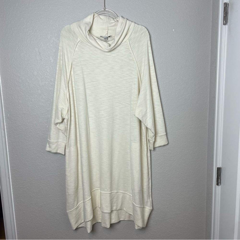 Ovi Ivory Knit Extremely Oversized Cowl Neck Midi Dress with Pockets Size L